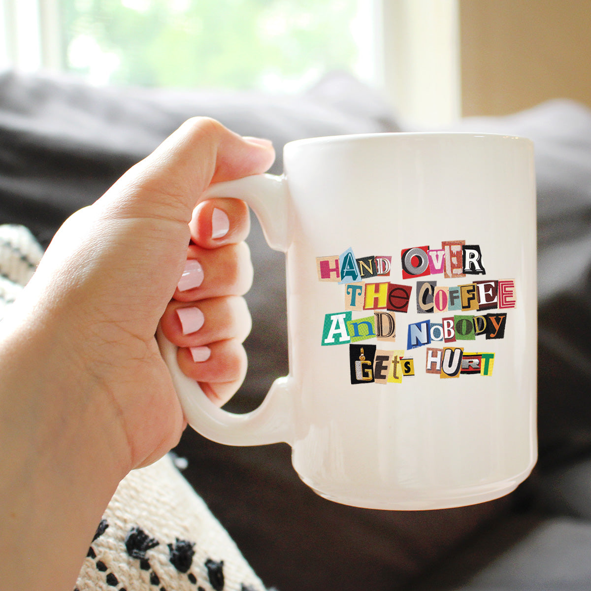 Coffee Ransom Note Coffee Mug - Funny Sarcastic Coffee Mug Gifts for Coffee Lovers - Large 15oz & 11oz White Ceramic Mugs