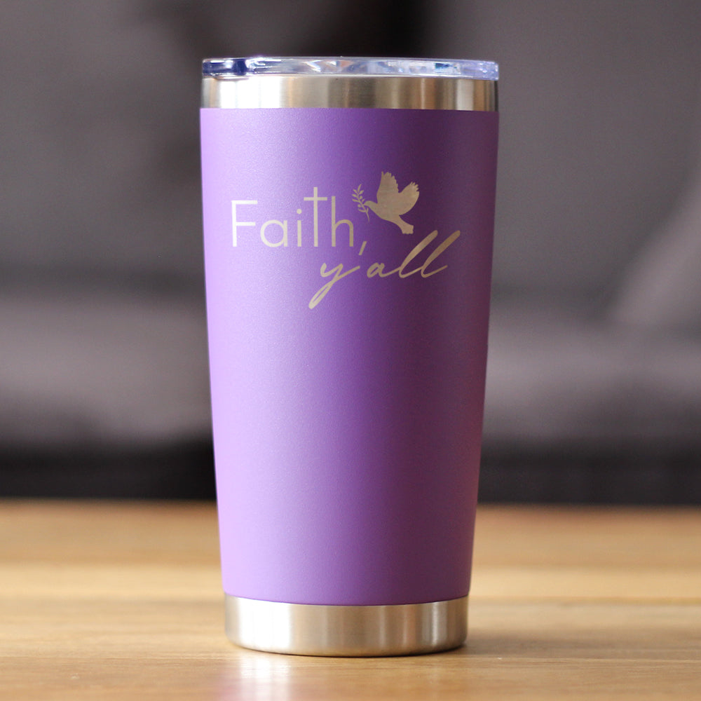 Faith Y'all Insulated Coffee Tumbler with Sliding Lid Christianity Gifts for Christians 20oz Stainless Steel Tumbler