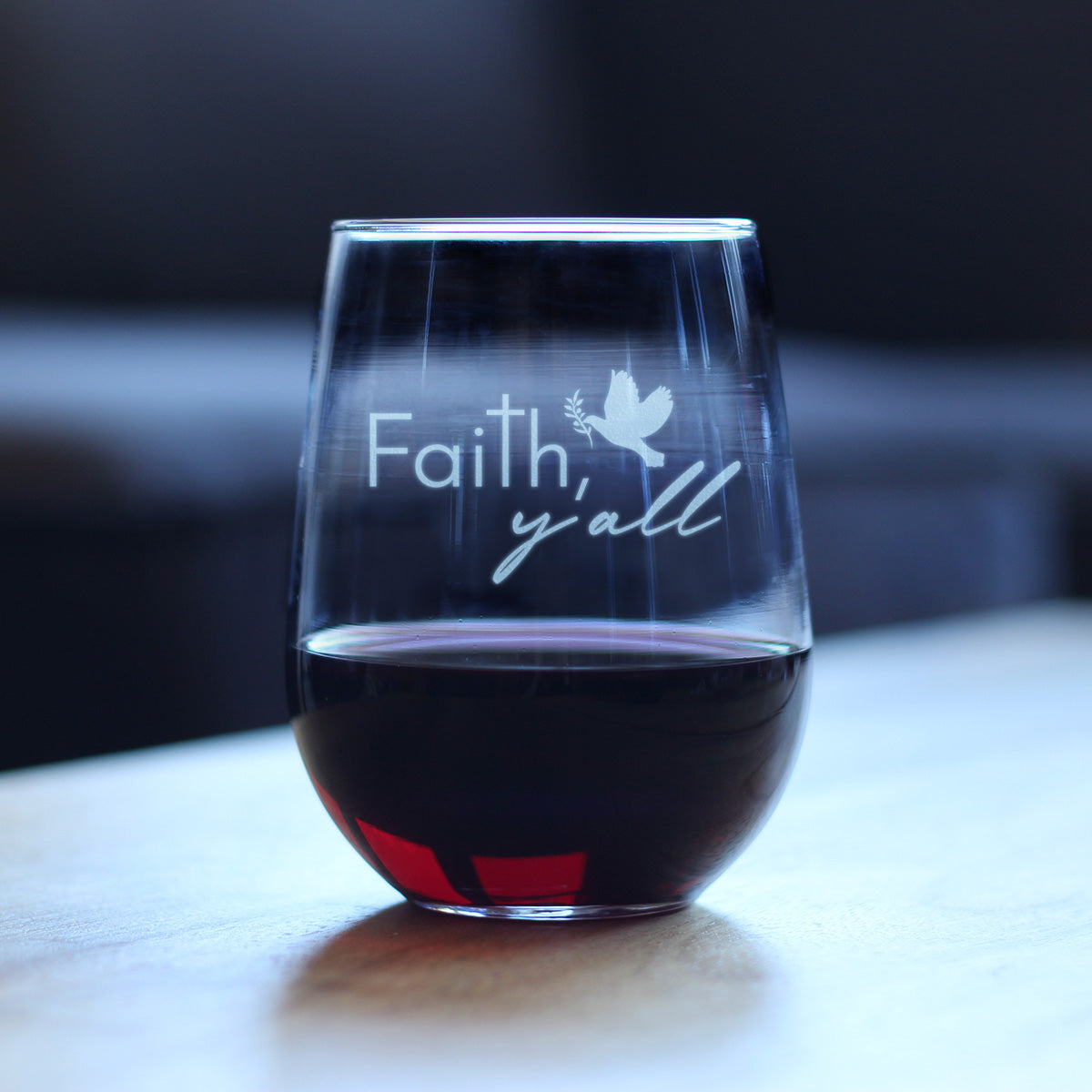 Faith Y'all Engraved Stemless Wine Glass Gifts Christianity Gifts for Christians Large Wine Glasses - 17 oz