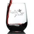Faith Y'all Engraved Stemless Wine Glass Gifts Christianity Gifts for Christians Large Wine Glasses - 17 oz