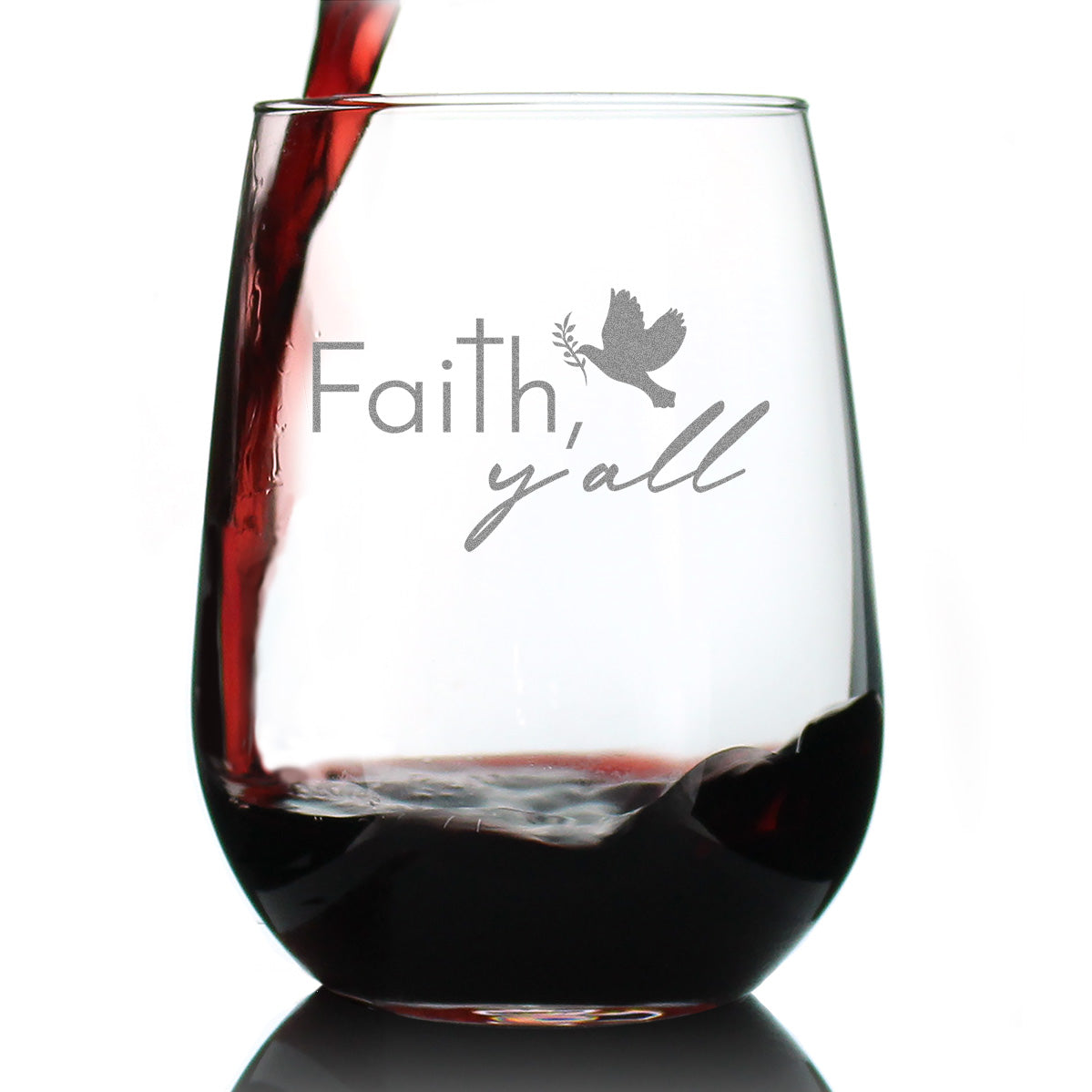Faith Y'all Engraved Stemless Wine Glass Gifts Christianity Gifts for Christians Large Wine Glasses - 17 oz