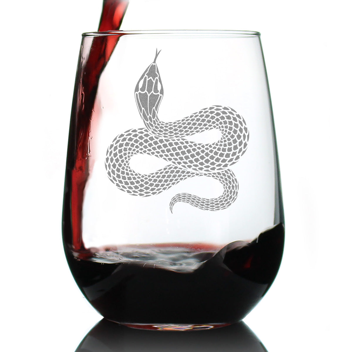 Snake Engraved Stemless Wine Glass Reptile Decor and Gifts for Snake Lovers Large Wine Glasses - 17 oz
